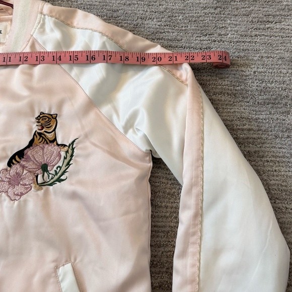 VTG Vans California Satin BomberJacket Tiger Floral Embroidery‎ Pink Womans SZ S - Picture 13 of 16